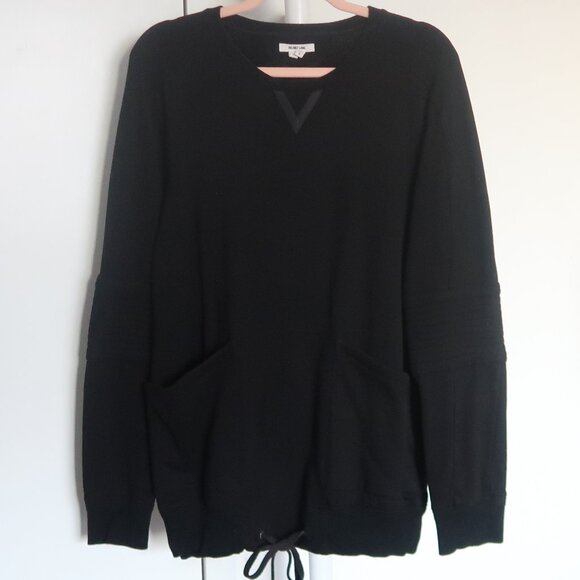 Helmut Lang Black Cotton Moto Sleeve Sweatshirt with Drawstring Hem Size L - Picture 3 of 9
